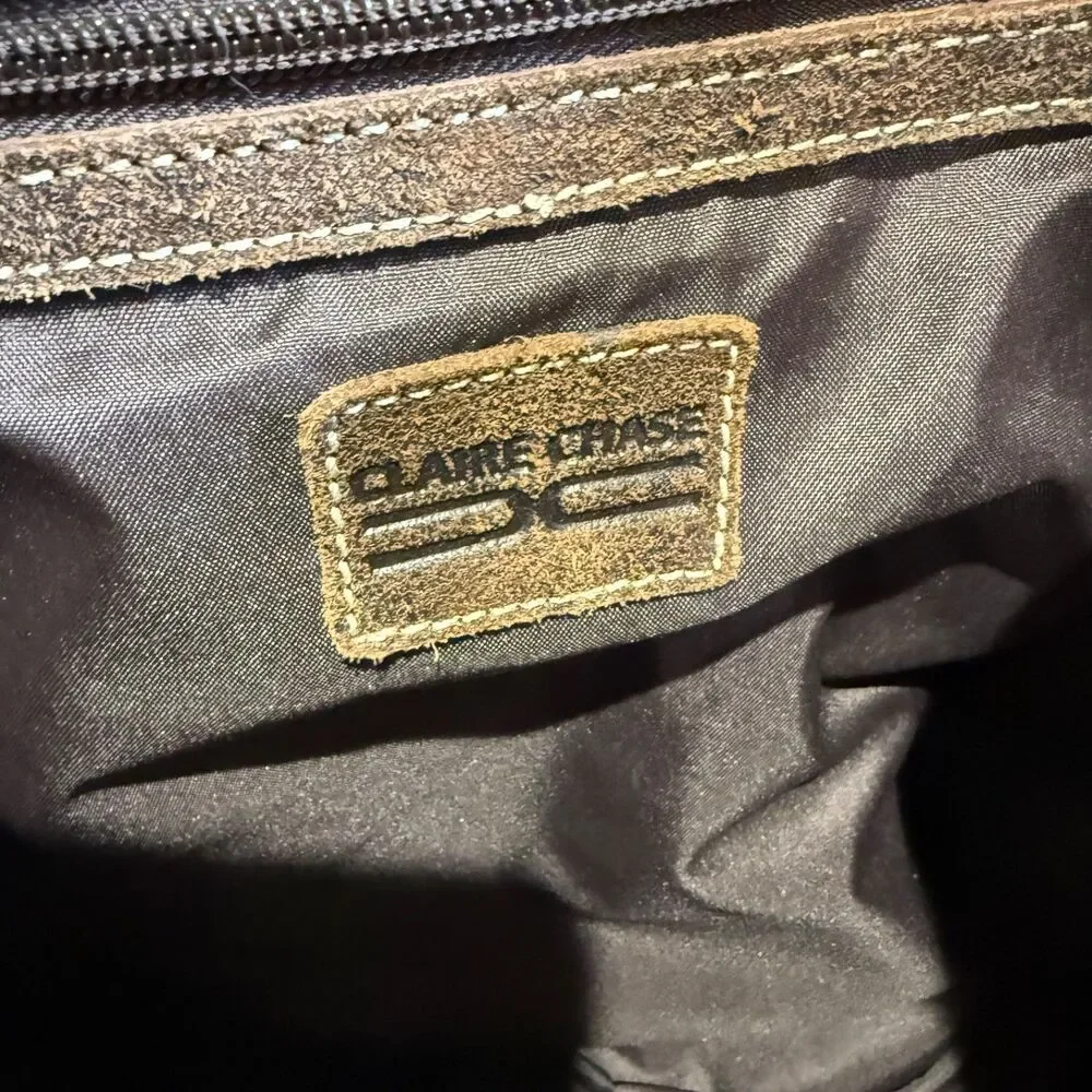 Claire Chase JEG Distressed Genuine Nubuck Brown Leather Urban City Backpack Bag